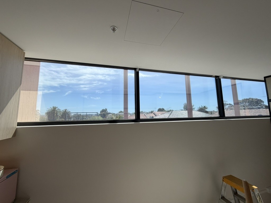 Open clinic window before Ziptrak Interior blinds are closed