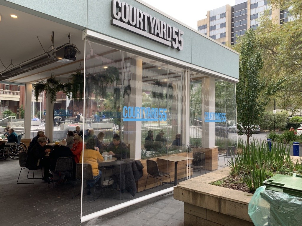 Clear outdoor blinds for a Middle Park patio or cafe frontage
